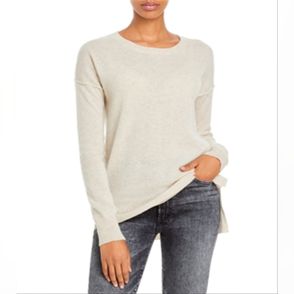 Aqua Cashmere Cream Knit Sweater Size L